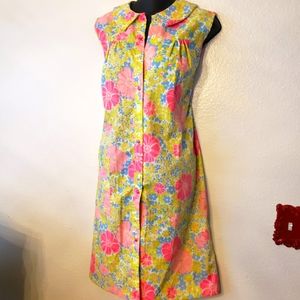 Vintage Flower power neon house dress medium
